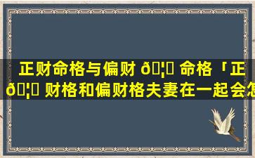 正财命格与偏财 🦊 命格「正 🦅 财格和偏财格夫妻在一起会怎样」